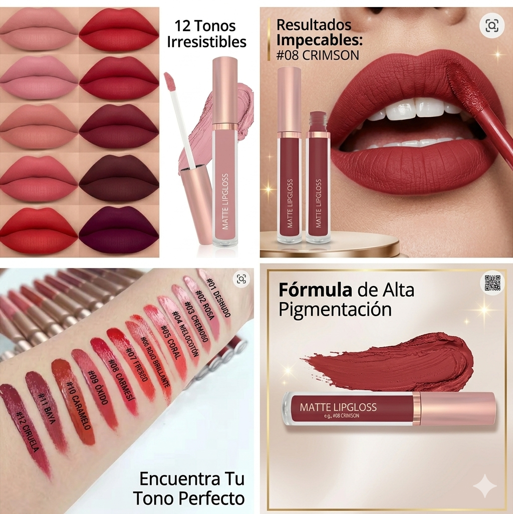 Brillo Labial Mate Terciopelo Tus 12 Labiales Perfectos en Un Solo Set